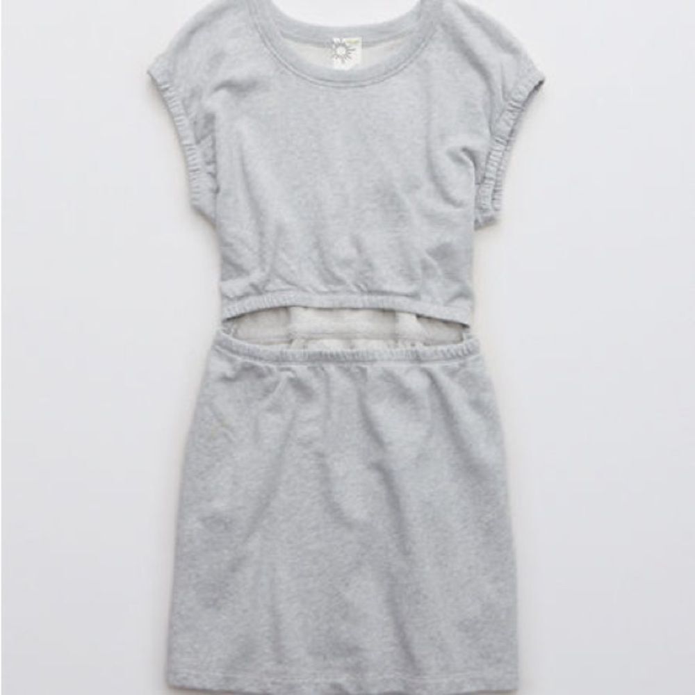 Aerie Gray Cutout Athletic Dress